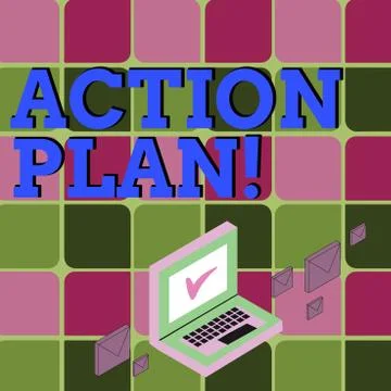 Text sign showing Action Plan. Conceptual photo proposed strategy or course o Illustrazione stock