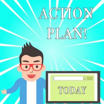 Text sign showing Action Plan. Conceptual photo proposed strategy or course of Stock Illustration