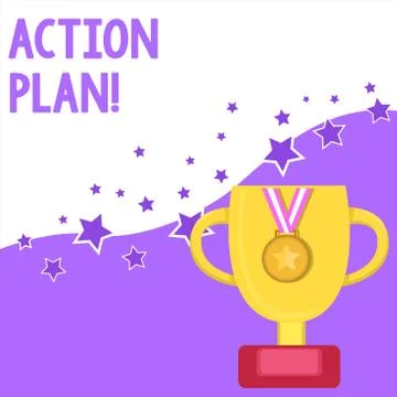 Text sign showing Action Plan. Conceptual photo proposed strategy or course of Stockillustratie