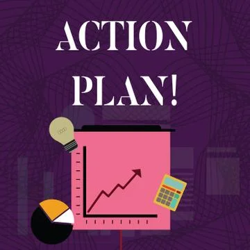 Text sign showing Action Plan. Conceptual photo proposed strategy or course of Stockillustratie