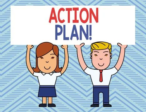 Text sign showing Action Plan. Conceptual photo proposed strategy or course of Stockillustratie
