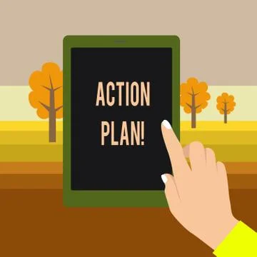Text sign showing Action Plan. Conceptual photo proposed strategy or course of 库存插图