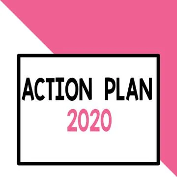 Text sign showing Action Plan 2020. Conceptual photo to do list contain number Illustration