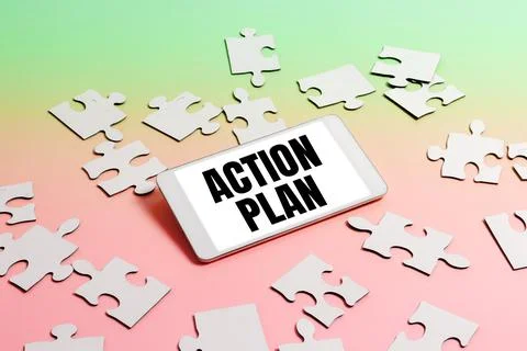 Text sign showing Action Plan. Concept meaning list of things or schedule to be Foto stock