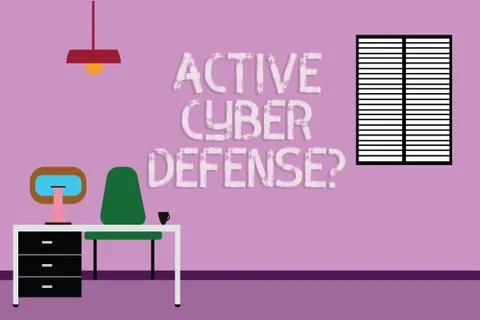 Text sign showing Active Cyber Defensequestion. Conceptual photo acting in Illustrazione stock