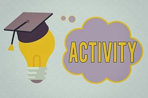 Text sign showing Activity. Conceptual photo the condition where many things are Stock Illustration