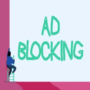 Text sign showing Ad Blocking. Conceptual photo program that will remove 스톡 일러스트