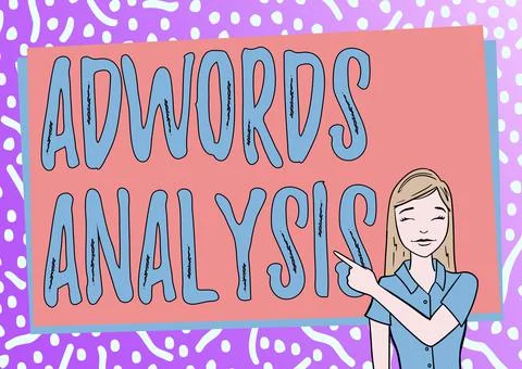 Text sign showing Adwords Analysis. Business showcase monitor campaigns and Illustrazione stock
