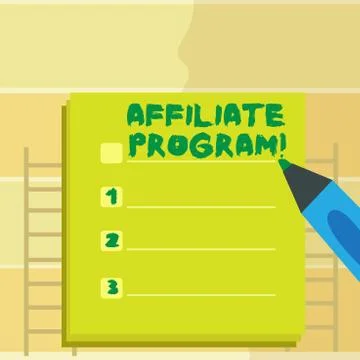 Text sign showing Affiliate Program. Conceptual photo software link songs apps Stock-Illustration