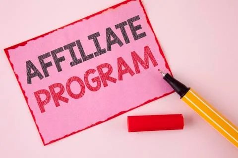 Text sign showing Affiliate Program. Conceptual photo software link songs app Stock Photos