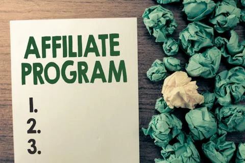 Text sign showing Affiliate Program. Conceptual photo Automated platform of two Stock Photos