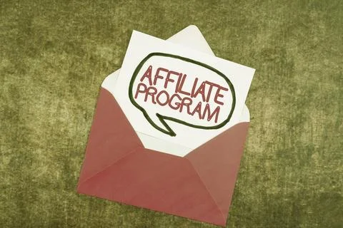 Text sign showing Affiliate Program. Business showcase Automated platform of two Stockfoto's