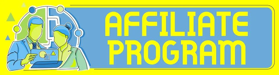 Text sign showing Affiliate Program. Business approach Automated platform of two Stockfoto's
