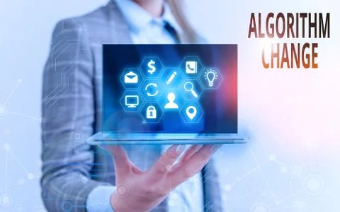 Text sign showing Algorithm Change. Conceptual photo change in procedure Stock Photos