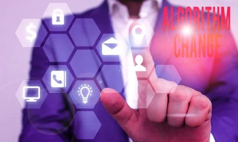 Text sign showing Algorithm Change. Conceptual photo change in procedure 스톡 사진