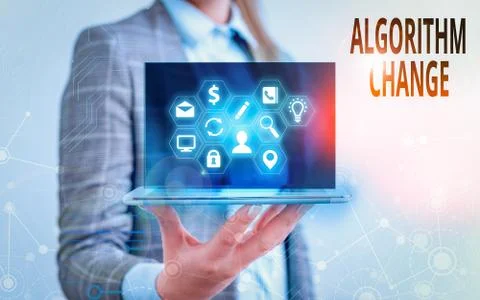 Text sign showing Algorithm Change. Conceptual photo change in procedure Stock Photos