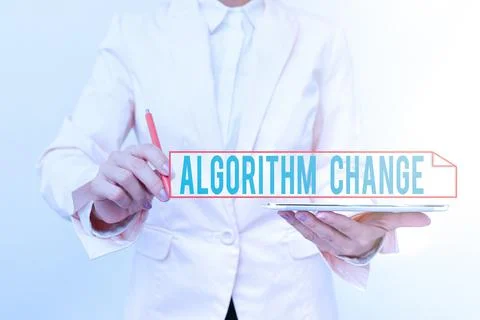 Text sign showing Algorithm Change. Business overview change in procedure Stock Photos