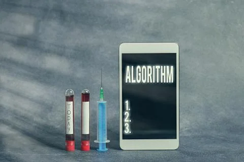 Text sign showing Algorithm. Conceptual photo procedure for solving a problem or 写真素材