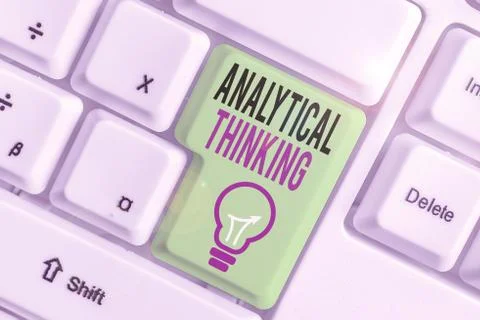 Text sign showing Analytical Thinking. Conceptual photo break down complex Stock Photos