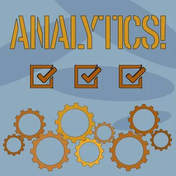 Text sign showing Analytics. Conceptual photo Data Analysis Financial Illustrazione stock