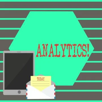 Text sign showing Analytics. Conceptual photo Data Analysis Financial Illustrazione stock