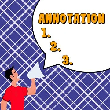 Text sign showing Annotation. Internet Concept note added by way of comment or Stock Illustration