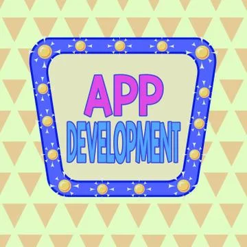 Text sign showing App Development. Conceptual photo the act or process by which 스톡 일러스트