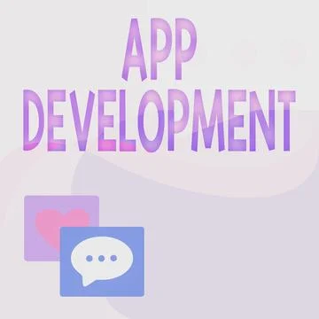 Text sign showing App Development. Conceptual photo the act or process by which 스톡 일러스트