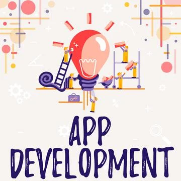 Text sign showing App Development. Business showcase Development services for Ilustración de archivo