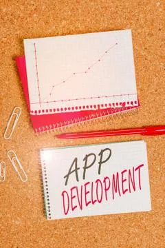 Text sign showing App Development. Conceptual photo the act or process by which Stockfoto's