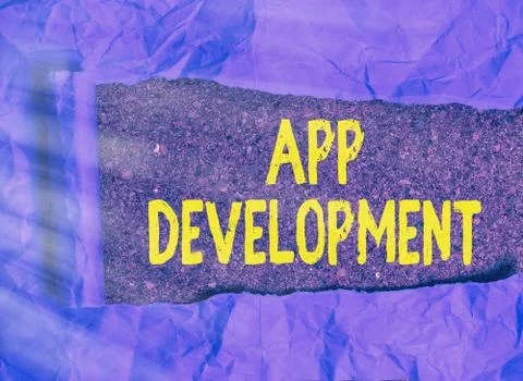 Text sign showing App Development. Conceptual photo producing computer software Foto stock