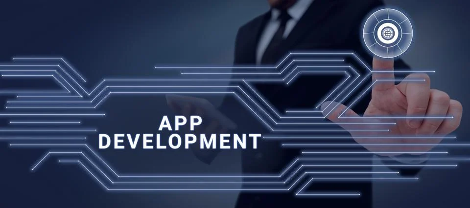 Text sign showing App Development. Business approach producing computer software Stock-Fotos