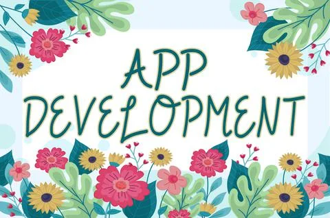 Text sign showing App DevelopmentDevelopment services for awesome mobile and web Ilustración de archivo