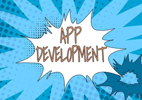 Text sign showing App DevelopmentDevelopment services for awesome mobile and web Ilustración de archivo