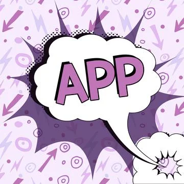 Text sign showing App. Internet Concept computer or software application Stock Illustration