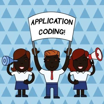 Text sign showing Application Coding. Conceptual photo process by which a mob 스톡 일러스트