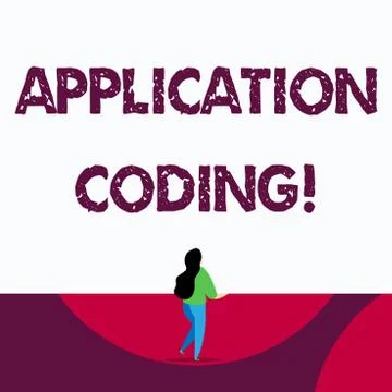 Text sign showing Application Coding. Conceptual photo process by which a mobile 스톡 일러스트