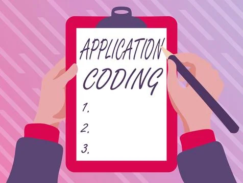 Text sign showing Application Coding. Business showcase process by which a Stock Illustration