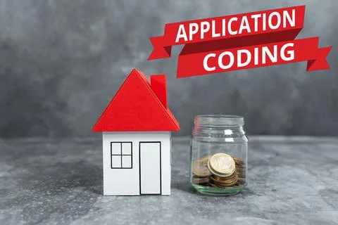 Text sign showing Application Coding. Word for process by which a mobile app is Foto stock