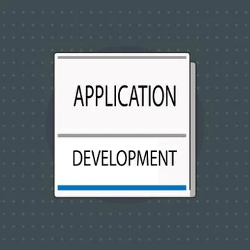 Text sign showing Application Development. Conceptual photo creation of Computer Illustrazione stock
