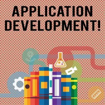 Text sign showing Application Development. Conceptual photo process of creati Illustrazione stock