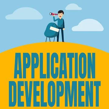 Text sign showing Application Development. Word Written on creation of Computer イラスト素材