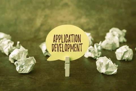 Text sign showing Application Development. Business concept creation of Computer 스톡 사진