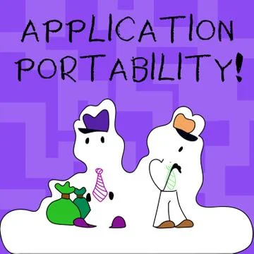 Text sign showing Application Portability. Conceptual photo software designed 스톡 일러스트
