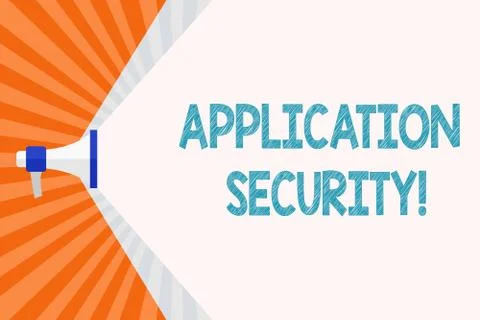 Text sign showing Application Security. Conceptual photo methods to protect Illustrazione stock