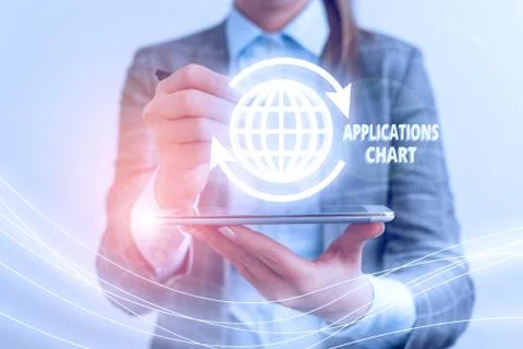 Text sign showing Applications Chart. Conceptual photo graph used to study how a Stock Photos