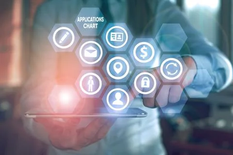 Text sign showing Applications Chart. Conceptual photo graph used to study how a Stock Photos