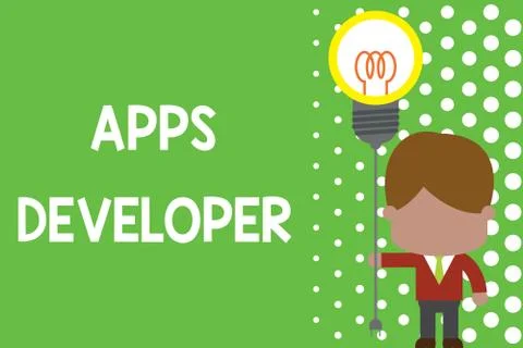 Text sign showing Apps Developer. Conceptual photo Graphic artist Software Illustrazione stock