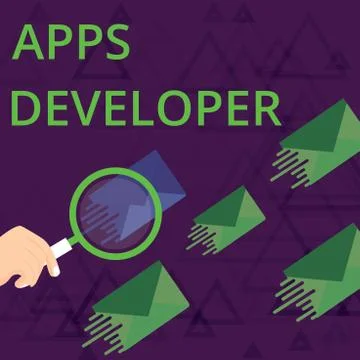 Text sign showing Apps Developer. Conceptual photo Graphic artist Software Stockillustratie