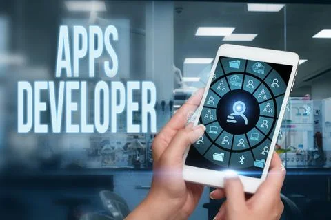 Text sign showing Apps Developer. Word for Graphic artist Software Programmer 写真素材